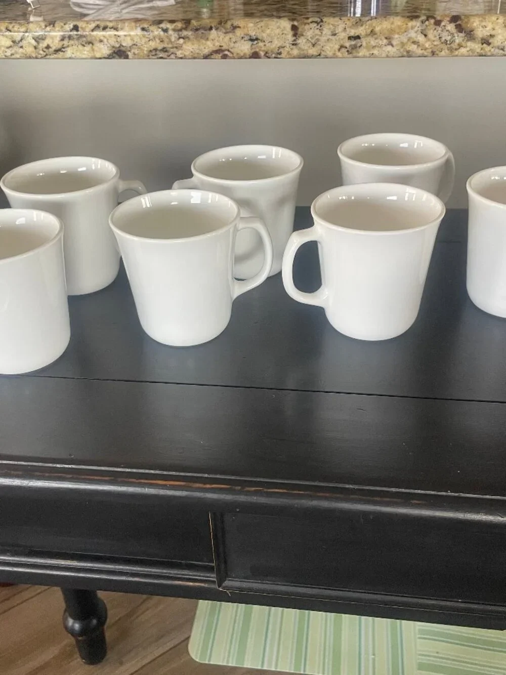 CORNING white mugs, set of 8